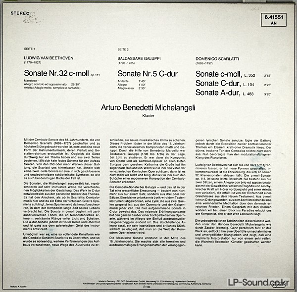 ARTURO BENEDETTI MICHELANGELI  BEETHOVEN GALUPPI 6.41551 AN