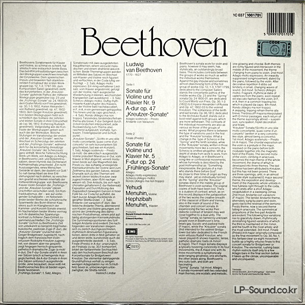 BEETHOVEN VIOLIN SONATA NO.5-9  MENUHIN  1C 037