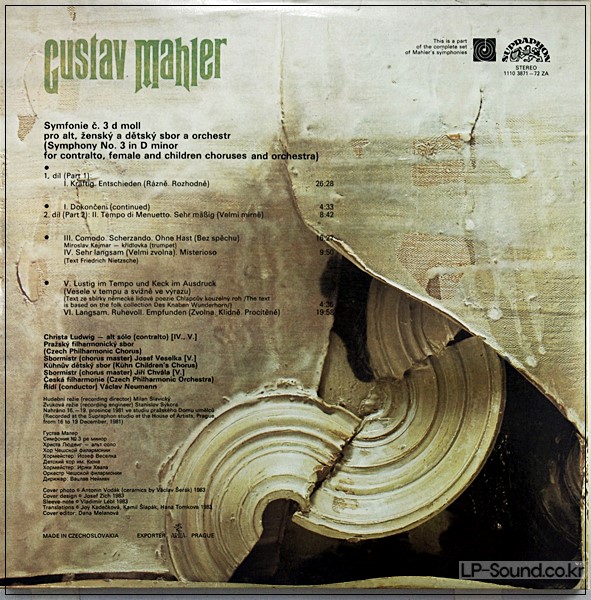 MAHLER  NO.3 CHRISTA LUDWIG – CPO NEUMANN   SUPRAPHON DIGITAL 2LP