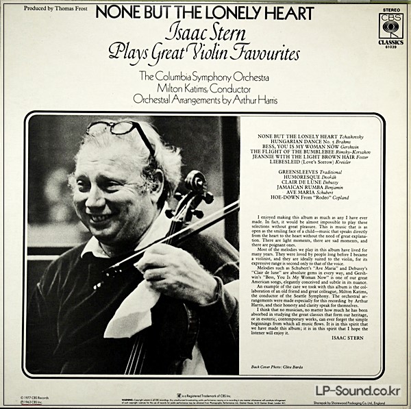 FAVORITES, NONE BUT LONELY HEART  ISAAC STERN  CBS