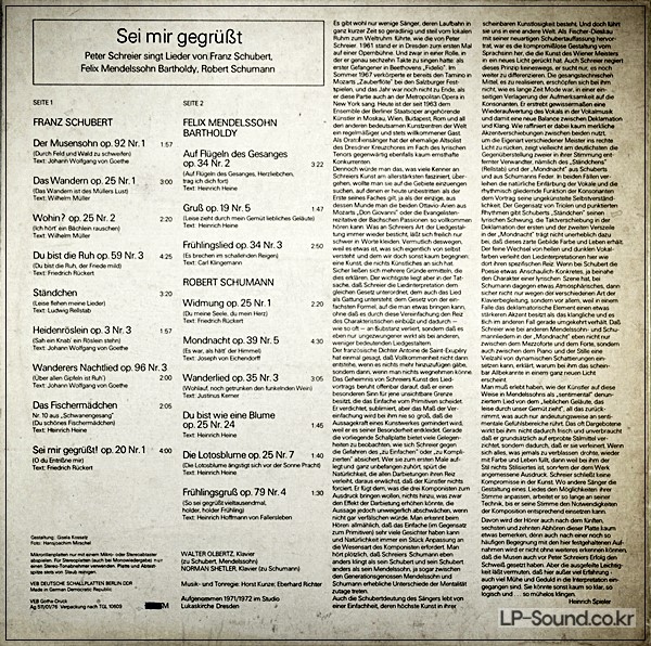 PETER SCHREIER, FELIX MENDELSSOHN BARTHOLDY*, FRANZ    8 26 937