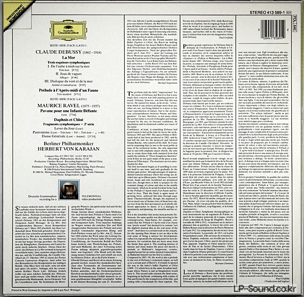 DEBUSSY, RAVEL, KARAJAN - LA MER / PRELUDE..  DG 413 589-1