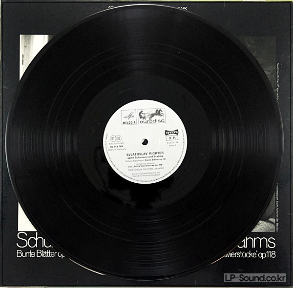 SCHUMANN BUNTE BLäTTER BRAHMS PIANO PIECES SVIATOSLAV RICHTER EURODISC