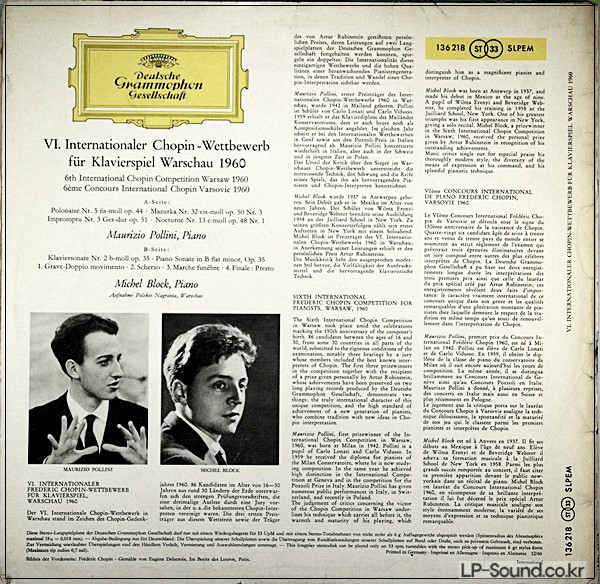 CHOPIN COMPETITION  POLLINI, BLOCK, PIANO  136 218 SLPM ED1 RED