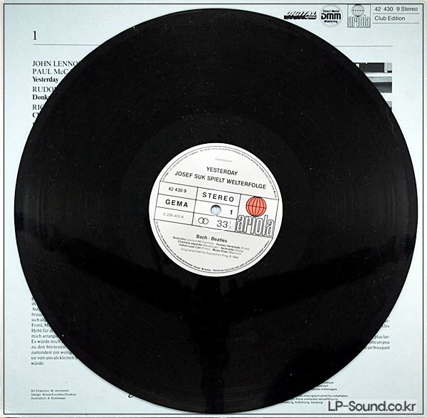 YESTERDAY - FROM BACH TO BEATLES / JOSEF SUK / ARIOLA 206 403-425 STEREO