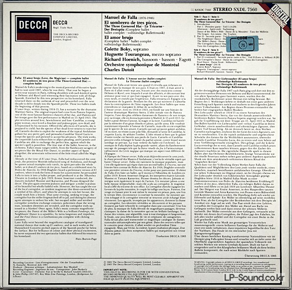 DE FALLA THE THREE CORNERED HAT DUTOIT MONTREAL DECCA
