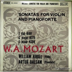 MOZART SONATAS FOR VIOLIN AND PIANO/KROLL/BALSAM VOL1