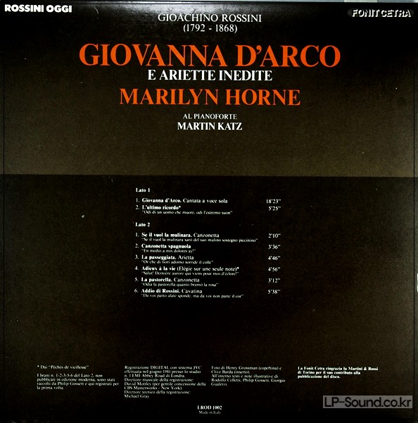 MARILYN HORNE / ROSSINI GIOVANNA D'ARCO / FONIT CETRA