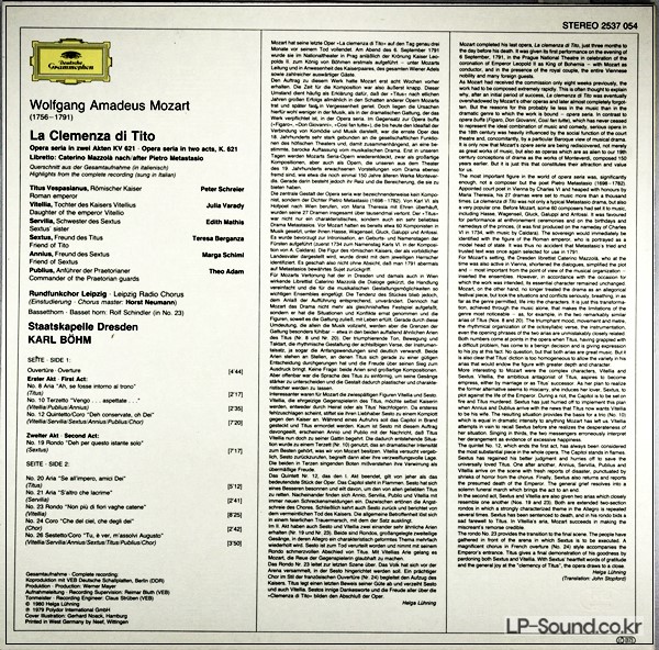 MOZART ·LA CLEMENZA DI TITO (QUERSCHNITT ·HIGHLIGHTS) 2537 054