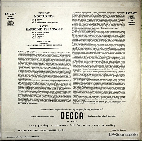 DEBUSSY*RAVEL*-ERNEST ANSERMET,  NOCTURNES / RAPSODIE ESPAGNOLE