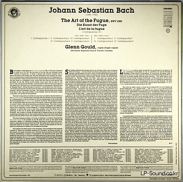 JOHANN SEBASTIAN BACH - GLENN GOULD - CBS 60291