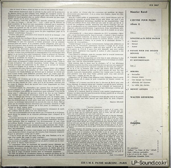 RAVEL - THE COMPLETE PIANO WORKS - VOLUME TWO  GIESRKING