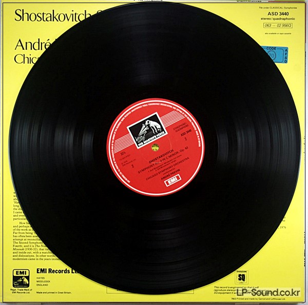 SHOSTAKOVICH SYMPHONY NO 4 PREVIN CHICAGO SO HMV  ASD 3440