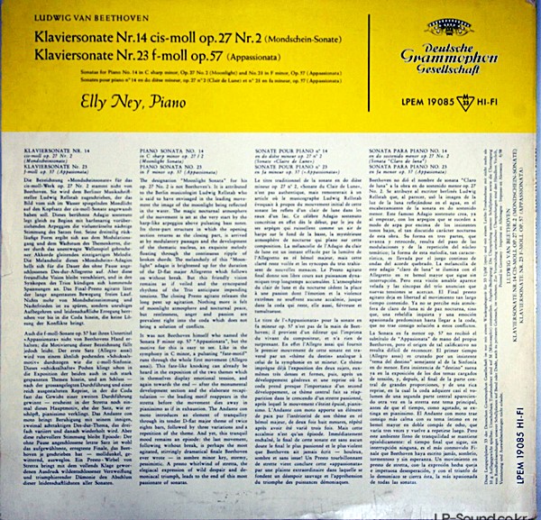 BEETHOVEN PIANO SONATAS NO.14/23 / ELLY NEY   LPEM 19 085