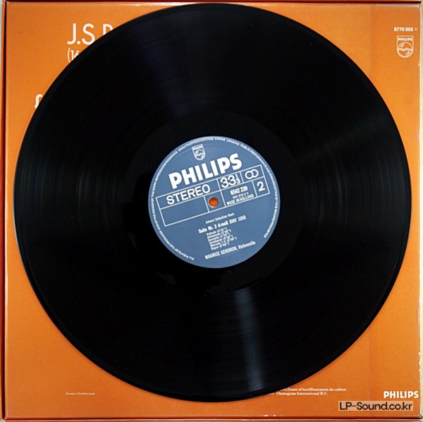 BACH LES SUITES POUR CELLEO SUITEN MAURICE GENDRON PHILIPS 6770 005