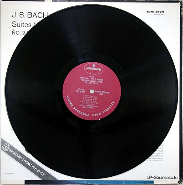 BACH SUITES FOR SOLO CELLO JANOS STARKER  MERCURY SR 90370