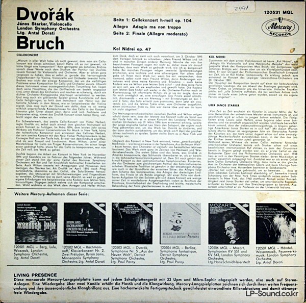 DVORAK CELLO CONC/BRUCH KOL NIDRE JANOS STARKER SR 90303