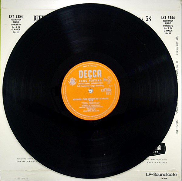 BEETHOVEN PIANO CONCERTO NO.4 - WILLIAM BACKHAUS 1957 UK LP DECCA LXT 5354