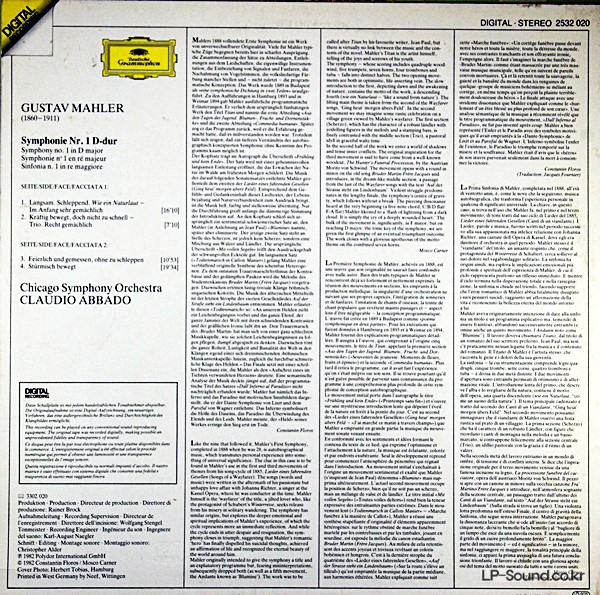 MAHLER SYMPHONY NO 1 ABBADO CHICAGO SYMPHONY DG 2532 020