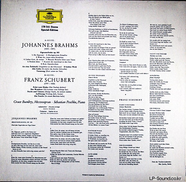 FRANZ SCHUBERT UND JOHANNES BRAHMS VARIOUS  GRACE BUMBRY , SEBASTIAN