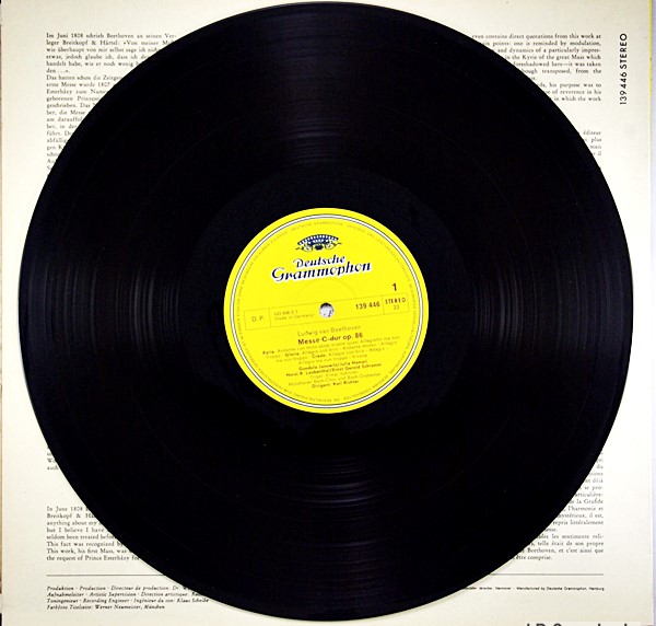 BEETHOVEN- MASS IN C MAJOR CONDITION VINYL RECORD * 139 446