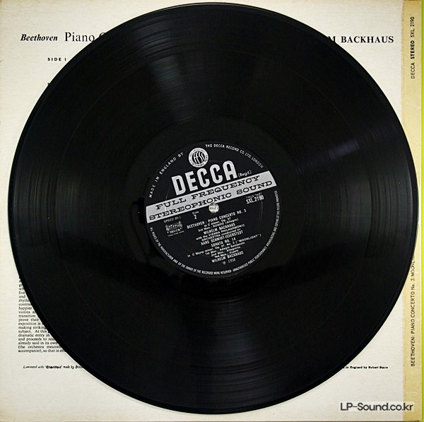 BEETHOVEN PIANO CONCERTO NO.3 BACKHAUS SXL 2190
