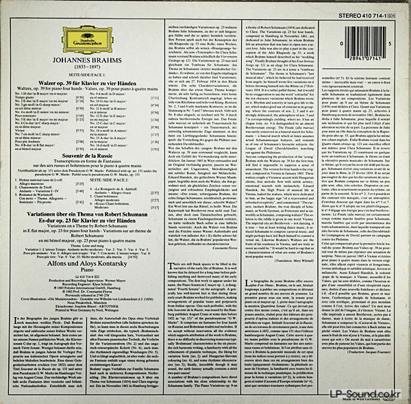JOHANNES BRAHMS - WALZER, OP. 39 / SOUVENIR DE LA RUSSIE /