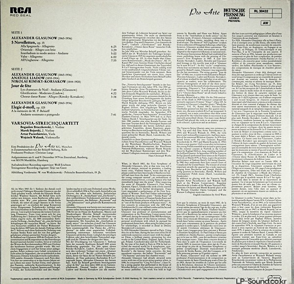 GLASUNOW:NOVELETTEN/ELEGIE/JOUR DE FETE VARSOVIA STRING QUARTET