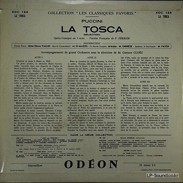 PUCCINI*/NINON VALLIN/ENRICO DI MAZZEI/ENDRèZE*/GUSTAVE CLOëZ–LA TOSCA