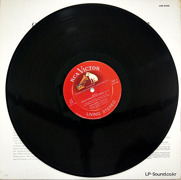 SIBELIUS VIOLIN CONCERTO LP JASCHA HEIFETZ LSC-2435