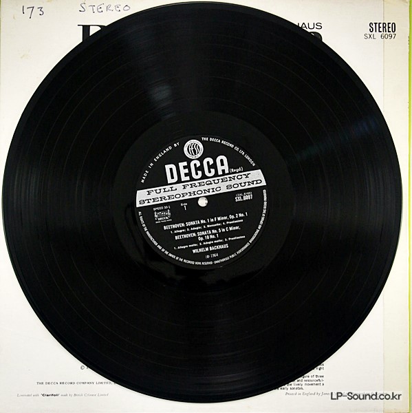 BEETHOVEN PIANO SONATAS 1,5,6 & 7 WILHELM BACKHAUS DECCA SXL 6097