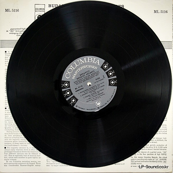 BUDAPEST STRING QUARTET ENCORES  ML 5116